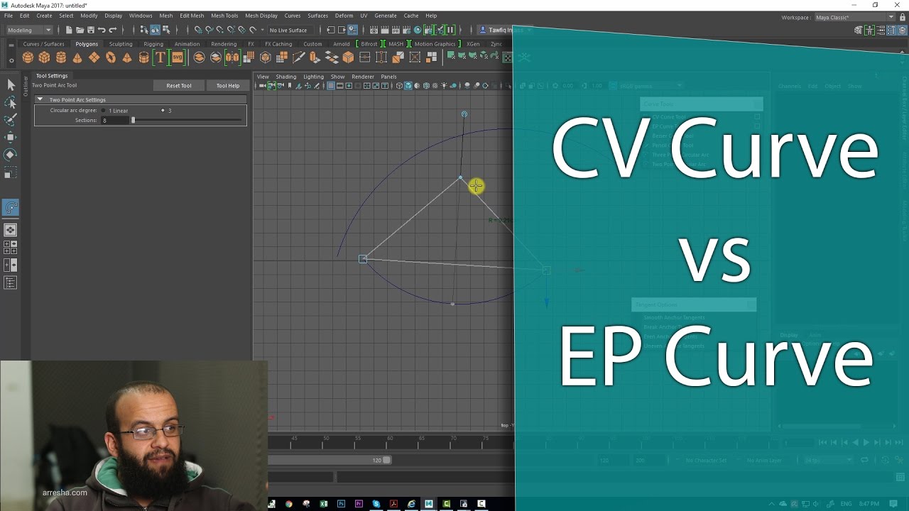 3.3 كورس مايا - أدوات  رسم المنحنيات - CV curve vs EP curve vs Bezier cruve