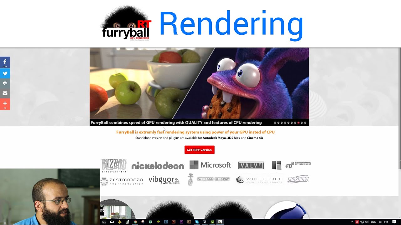 رندر على كرت الجرافيك تجربة أحد ألجي بي يو رندررز -  Furryball Rt GPU Renderer