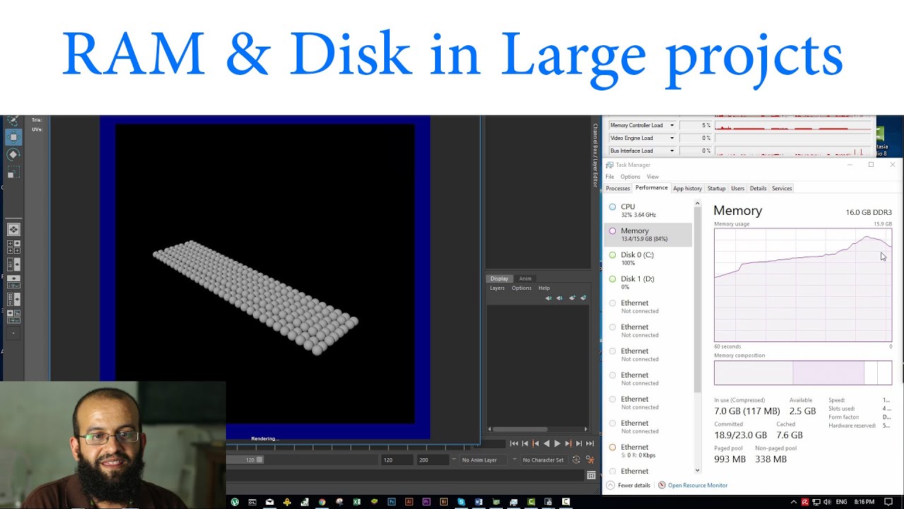 في المشاريع الكبيرة الرام والديسك يؤثران على سرعة الريندر. كيف؟ Ram & Disk effect in large projects
