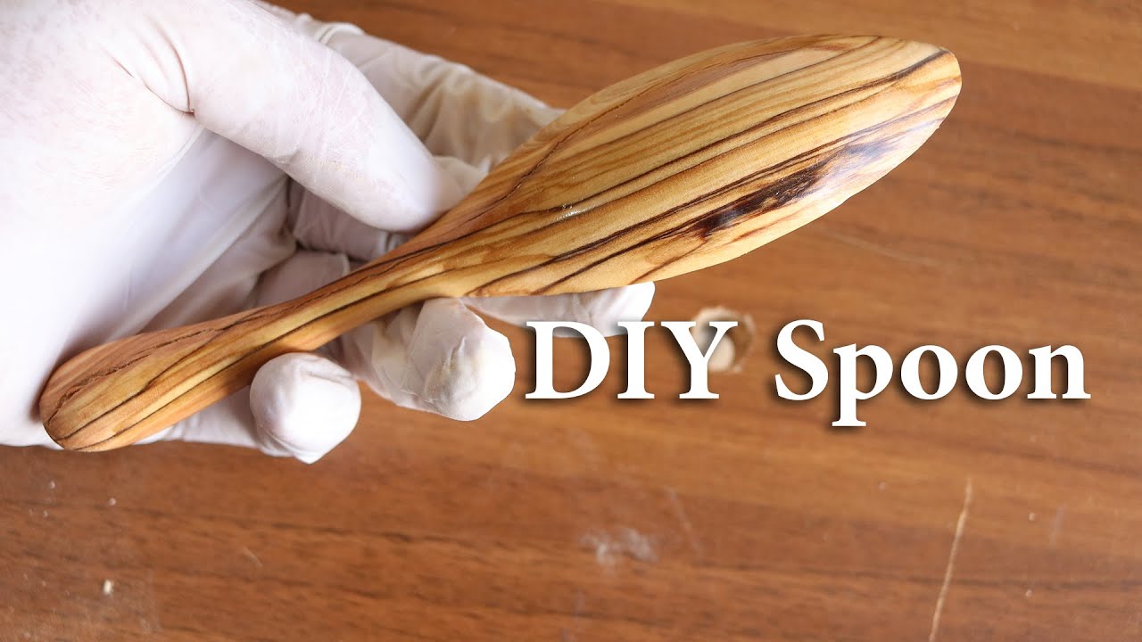 DIY olive wood carving simple spoon using rotary tool like dremel - power carving